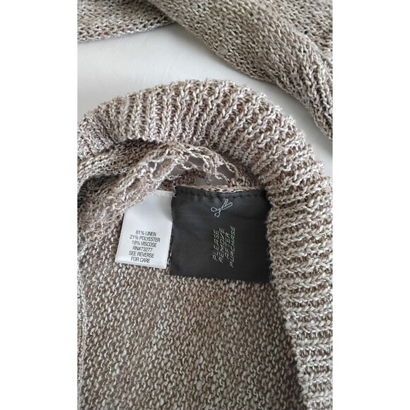 Simply Vera Wang Taupe Long Skeeve Knit Liene Cardigan Sweater Size XL - Picture 4 of 12